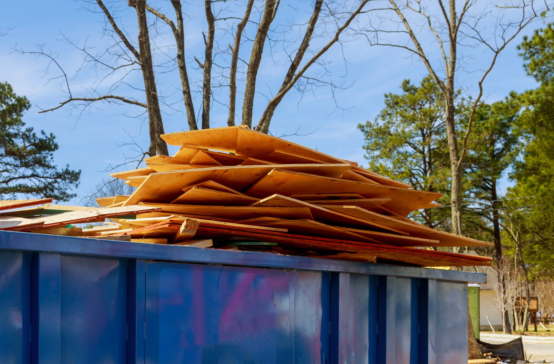 Construction site a rubbish removal metal container on recycle garbage, a trash dumpster is used