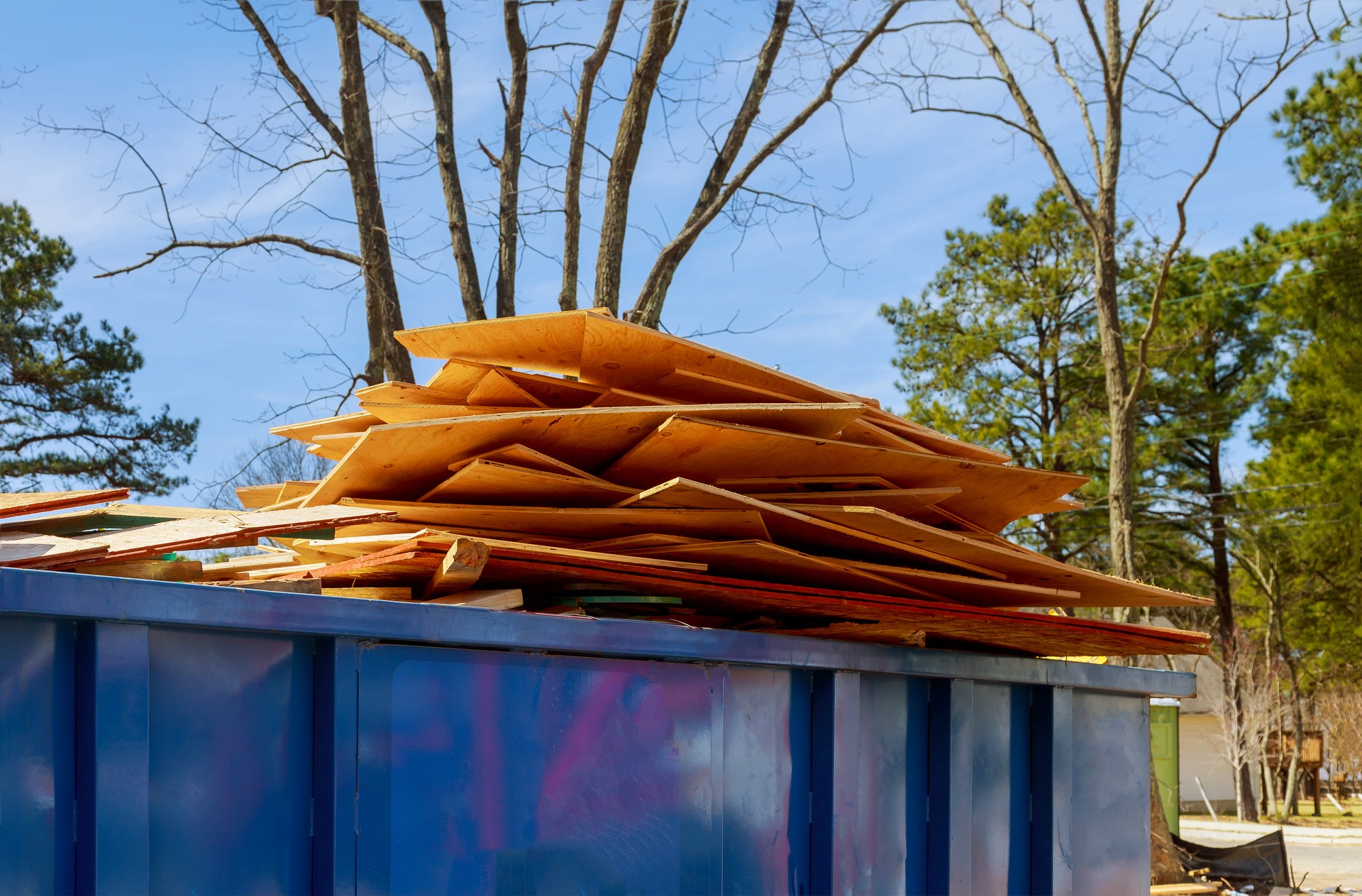 Construction site a rubbish removal metal container on recycle garbage, a trash dumpster is used